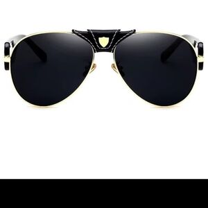 Stylish Black and Gold Aviator Sunglasses